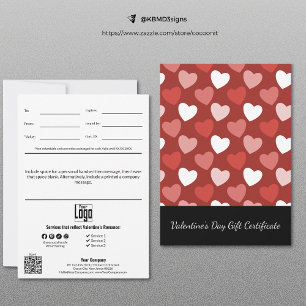 Certificat cadeau de Saint Valentin pour petites e