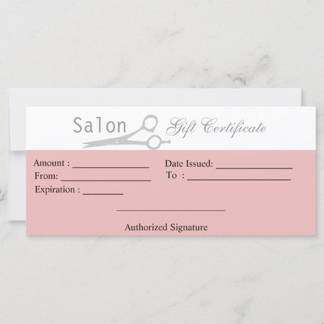 Certificat cadeau de salon (Devant)