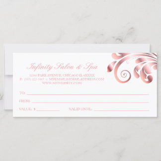 Certificat cadeau de salon à ongles feuille rose