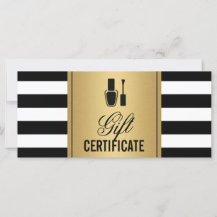 Certificat cadeau de salon à ongles Gold B&W Strip