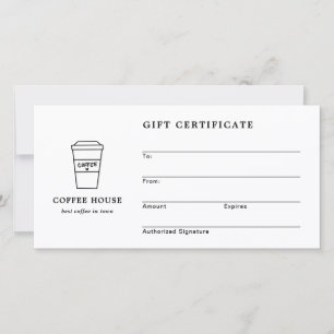 Certificat Cadeau de Salon de Thé Noir et Blanc Mi