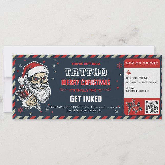 Certificat-cadeau de tatouage de Noël Bon de carte (Devant)