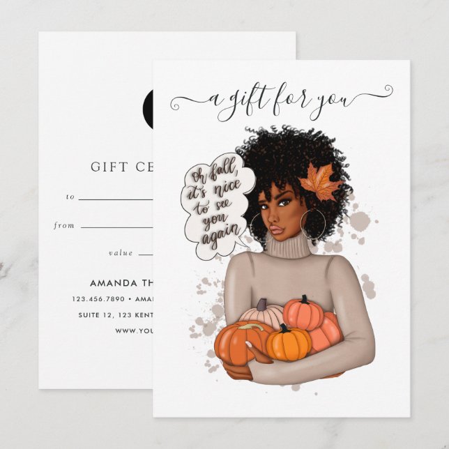 Certificat-cadeau de Thanksgiving afro-américain (Devant / Derrière)