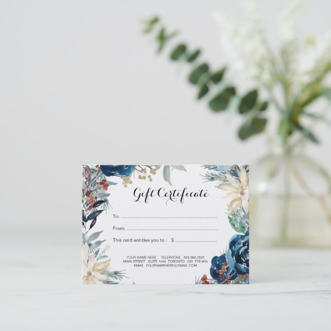 Certificat cadeau de thème hivernal (Debout devant)