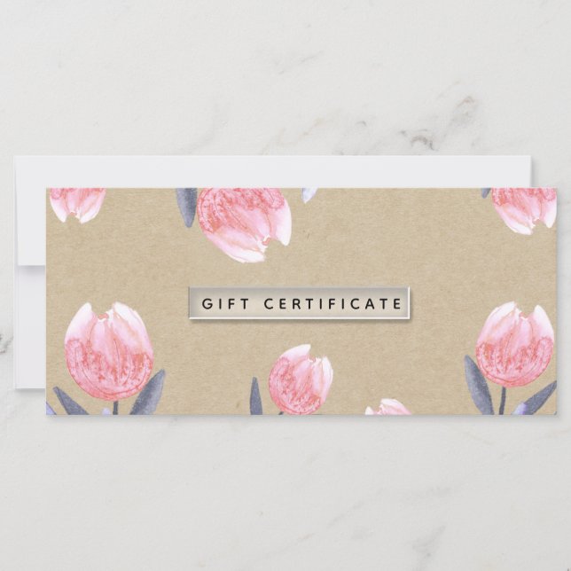 Certificat-cadeau de tulipes à l'aquarelle Peach S (Devant)