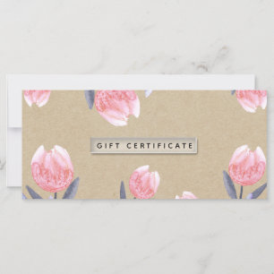 Certificat-cadeau de tulipes à l'aquarelle Peach S