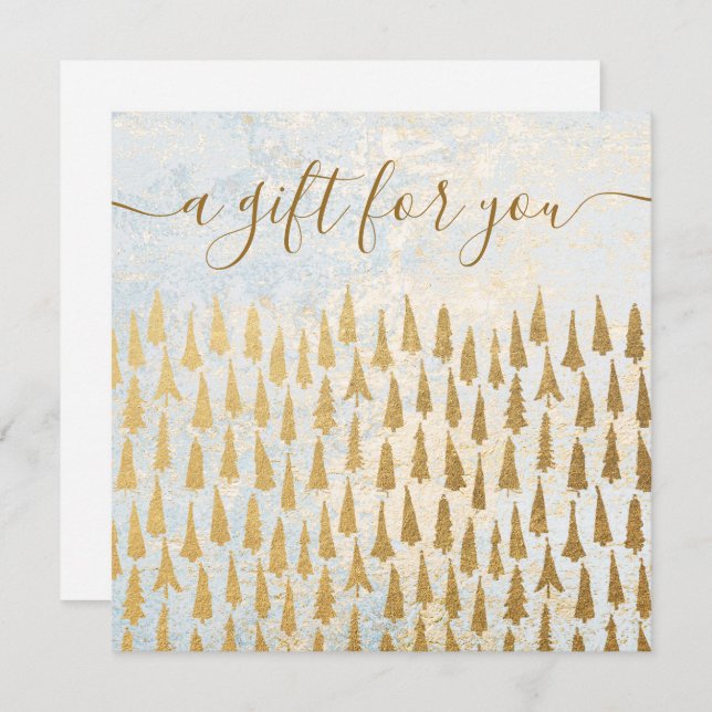 Certificat cadeau de vacances Gold Christmas Trees (Devant / Derrière)