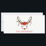 Certificat cadeau de vacances vintage Floral Reind<br><div class="desc">Customiser avec n'importe quel texte</div>