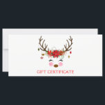 Certificat cadeau de vacances vintage Floral Reind<br><div class="desc">Customiser avec n'importe quel texte</div>