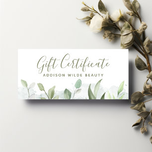 Certificat Cadeau de Végétation Aquarelle Rustique