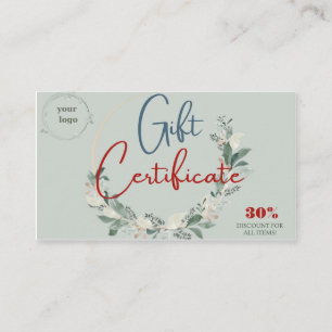 Certificat cadeau d'entreprise