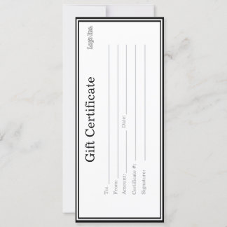 Certificat cadeau d'entreprise avec logo personnal