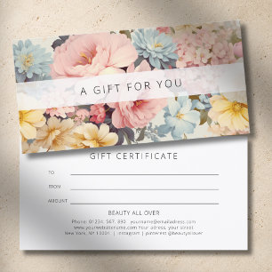 Certificat-cadeau d'entreprise floral vintage