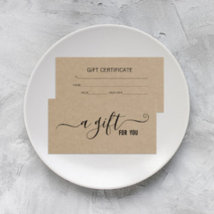 Certificat cadeau d'entreprise minimaliste Kraft m
