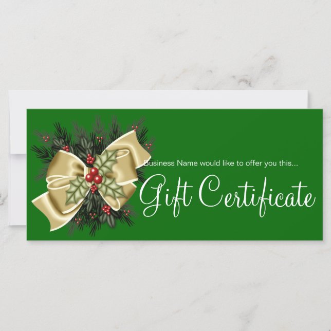 Certificat cadeau d'entreprise Mistletoe & Tan Bow (Devant)