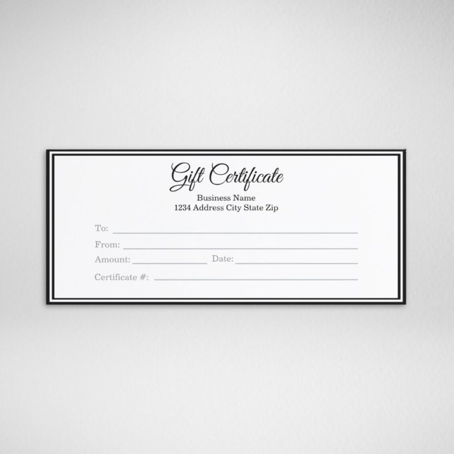 Certificat cadeau d'entreprise - Modèle imprimé (Business Gift Certificate Printed Custom Template)