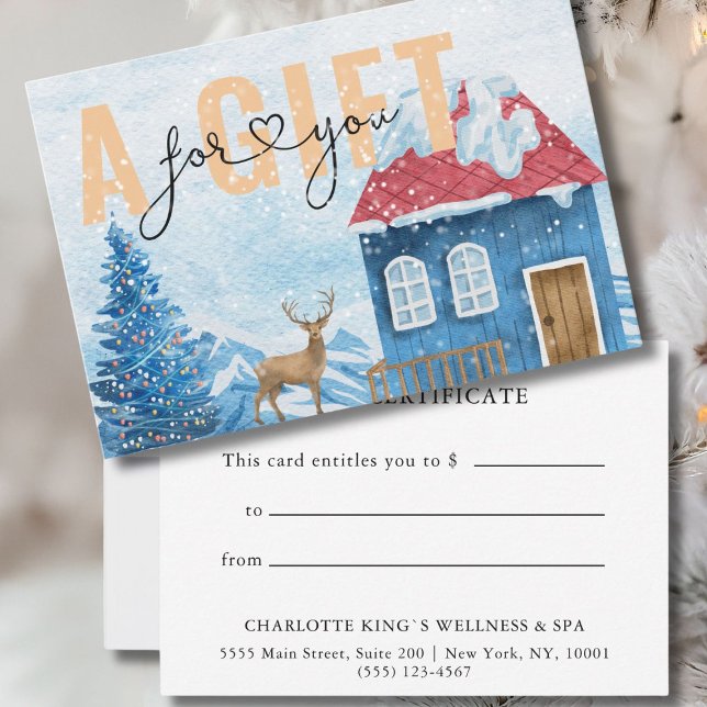 CERTIFICAT CADEAU D'ENTREPRISE | Motif de neige de (BUSINESS GIFT CERTIFICATE |  Christmas Winter)