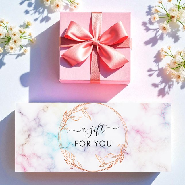 Certificat cadeau d'entreprise simple Marbre blanc (Créateur téléchargé)