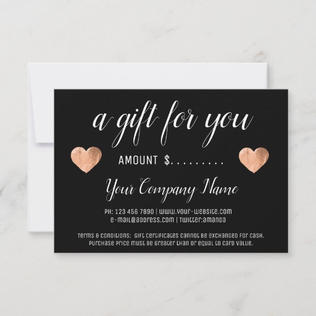 Certificat cadeau d'entreprise Simply Black White  (Devant)