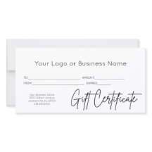 Certificat Cadeau D'entreprise Votre Logo Écriture