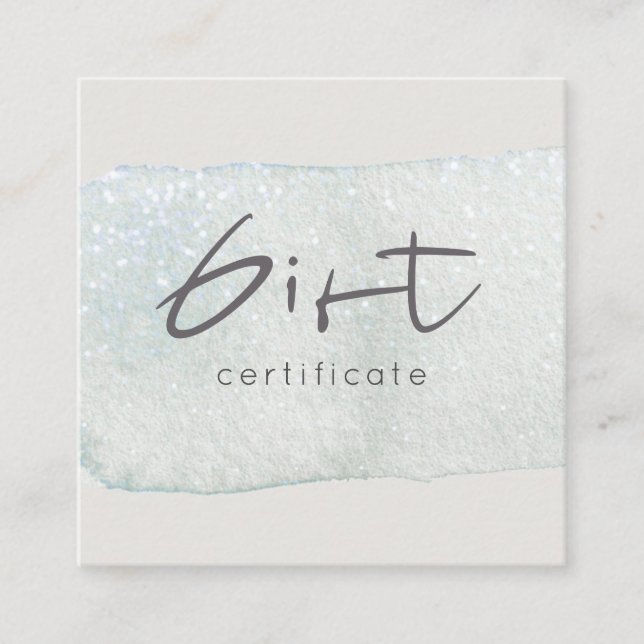 Certificat cadeau du logo Aqua Silver Brush Stoke (Devant)