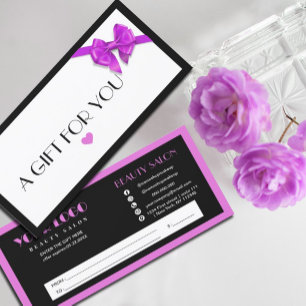 Certificat cadeau du logo du coeur noir et pourpre