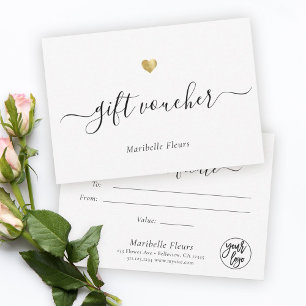 Certificat cadeau du logo or de script moderne