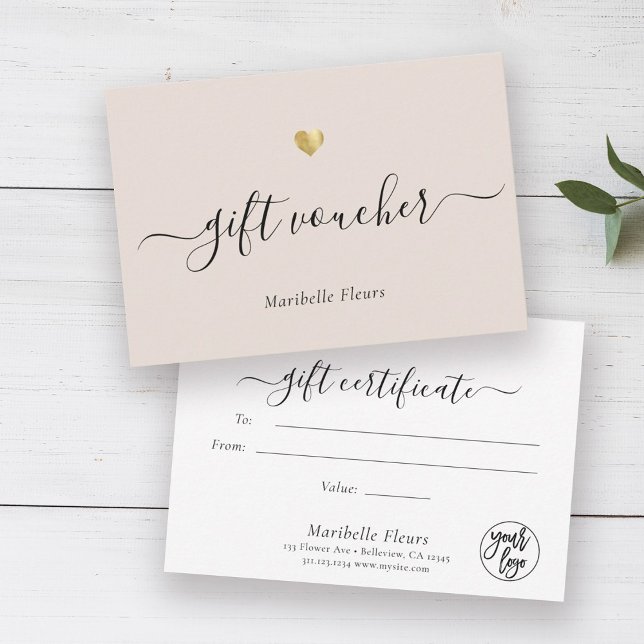 Certificat cadeau du logo or de script moderne (Créateur téléchargé)