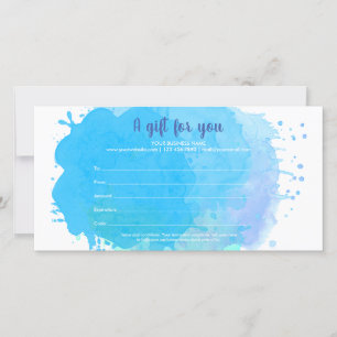 Certificat Cadeau Éclaboussure Aquarelle Bleue pou