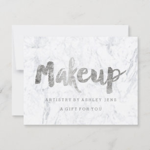Certificat cadeau écriture maquillage argent marbr
