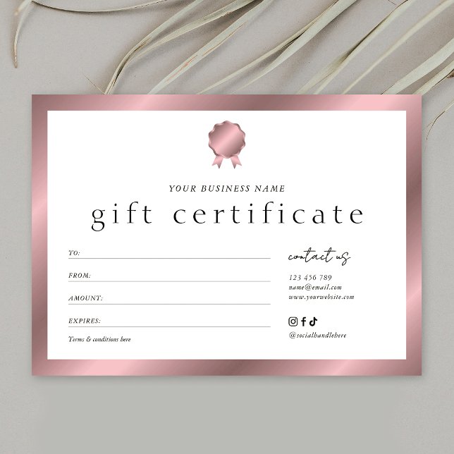 Certificat Cadeau Effet Bronze Rose Gold Salon (Créateur téléchargé)