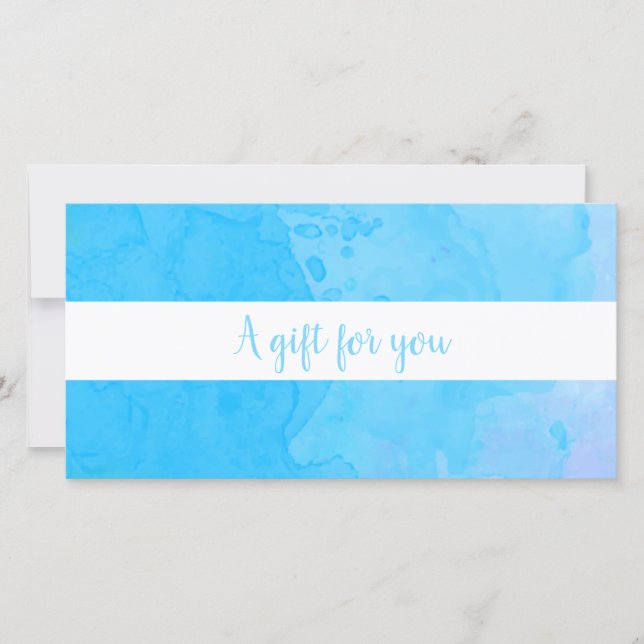 Certificat Cadeau Élégant Aquarelle Bleue (Devant)