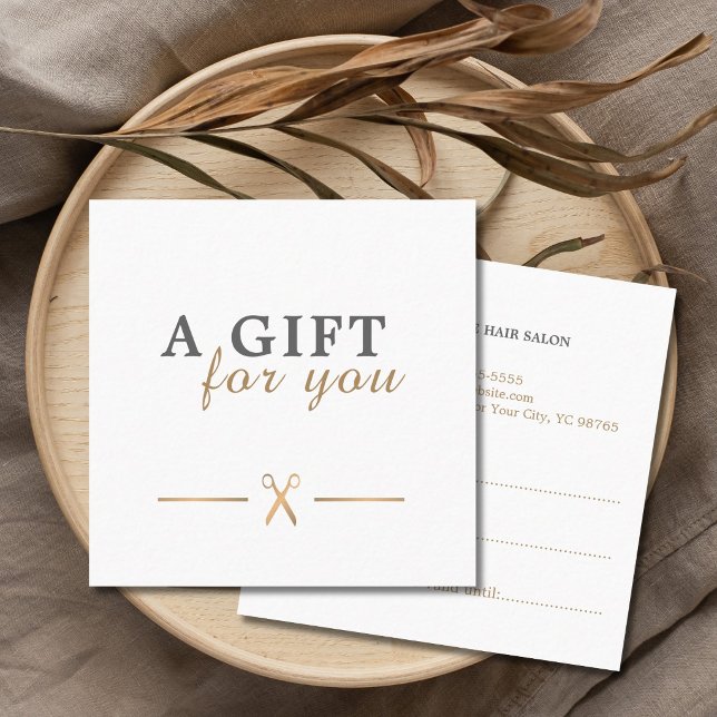 Certificat Cadeau Élégant Ciseaux Faux Or Propres (Créateur téléchargé)