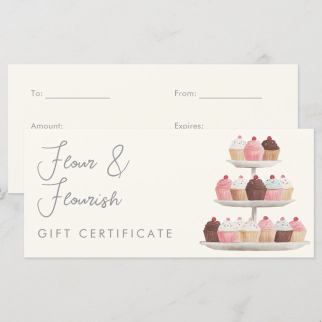 Certificat Cadeau Élégant de la Boulangerie de Cup (Devant / Derrière)
