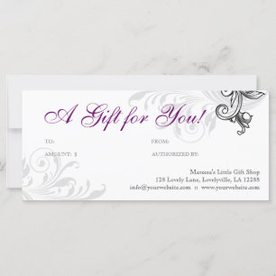 Certificat cadeau élégant Détail Floral Purple W
