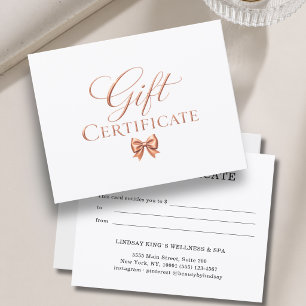 Certificat Cadeau Élégant en Cuivre Blanc
