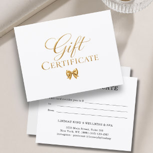 Certificat-cadeau élégant en or blanc