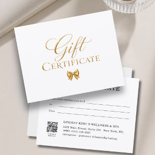 Certificat-cadeau élégant en or blanc