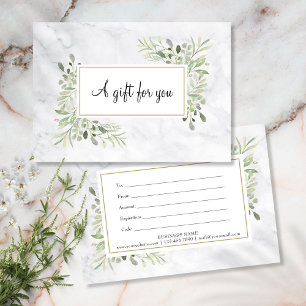 Certificat Cadeau Élégant Marbre Floral Végétal