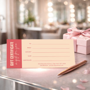 Certificat-cadeau Élégant Rose et Ivoire pour Entr