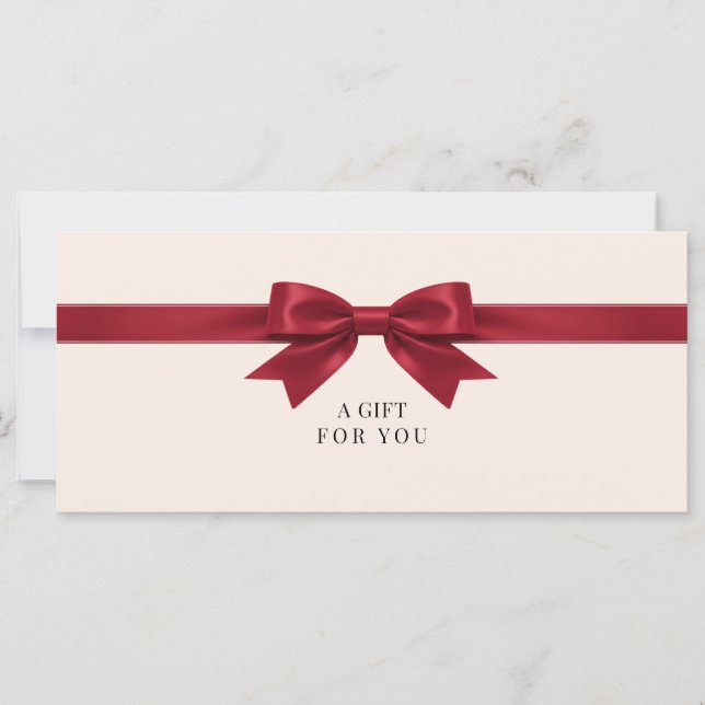 Certificat Cadeau Élégant Ruban Rouge Beige (Devant)