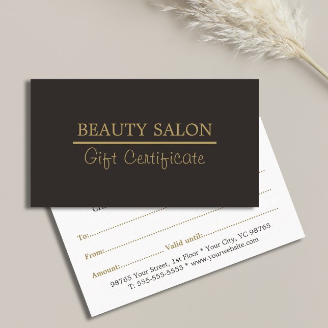 Certificat Cadeau Elégante Ligne Or Beauté Grise (Créateur téléchargé)