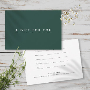 Certificat Cadeau Émeraude Minimaliste Gras