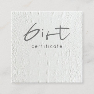 Certificat cadeau en cuir blanc d'ivoire chic