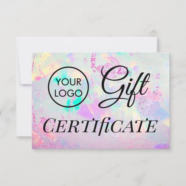 certificat cadeau en faux opale métallisé (Devant)