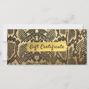 Certificat Cadeau en Feuille de Serpent Doré
