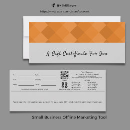 Certificat cadeau en Gris Noir Orange