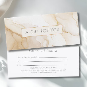 Certificat Cadeau en Marbre Beige Luxe Or