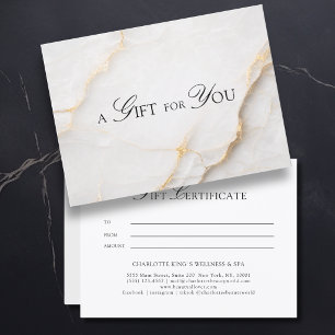 Certificat Cadeau en Marbre Blanc Élégant