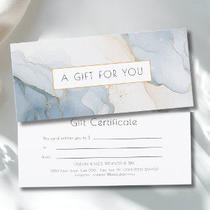 Certificat Cadeau en Marbre Bleu Beige Luxe Or